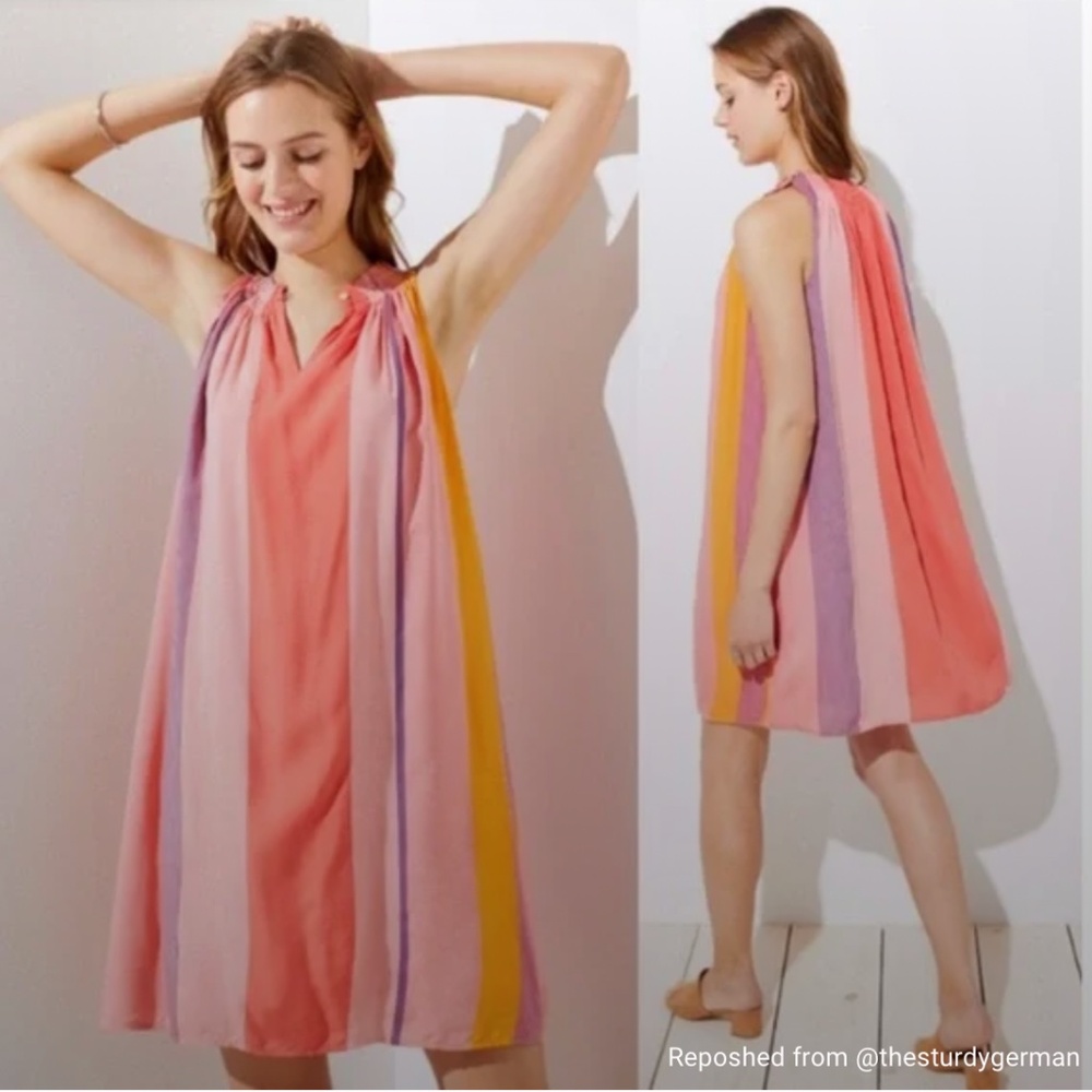 Loft Striped Sleeveless Swing Dress